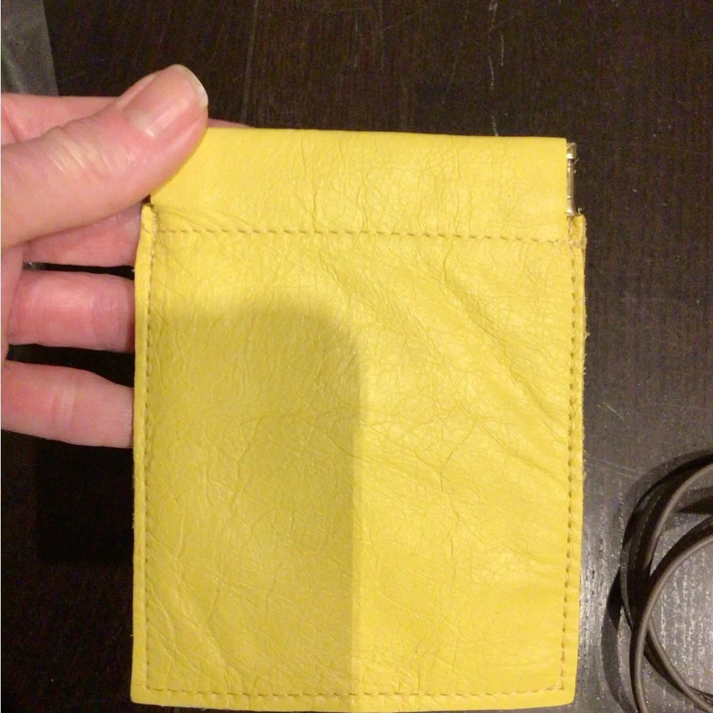 NEW! Los Angeles Apparel Yellow Leather Card Holder